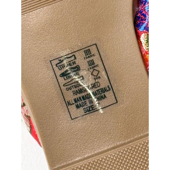 Akira Ramsey Red Satin Floral Jewel Slide Sandals Size 7 | Embellished New - Picture 10 of 11